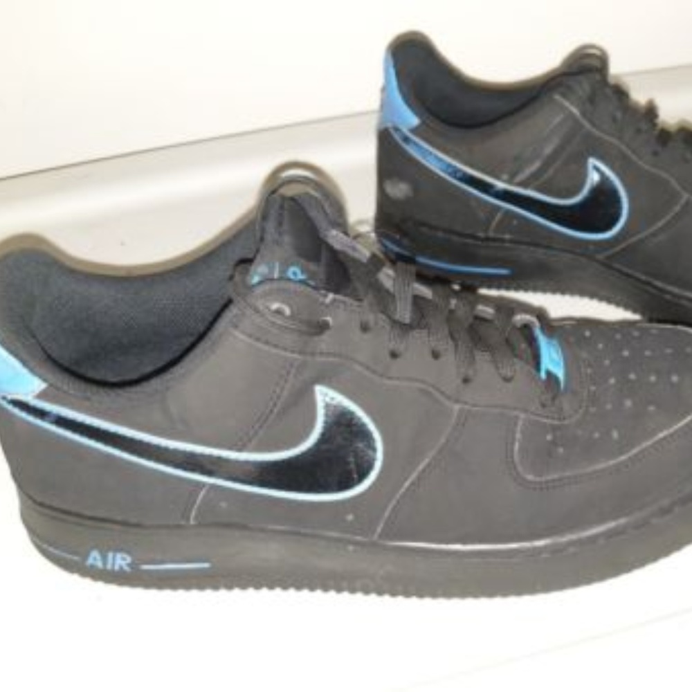 Nike Air Force 1 Black Photo Blue Low Rare SZ 9.5